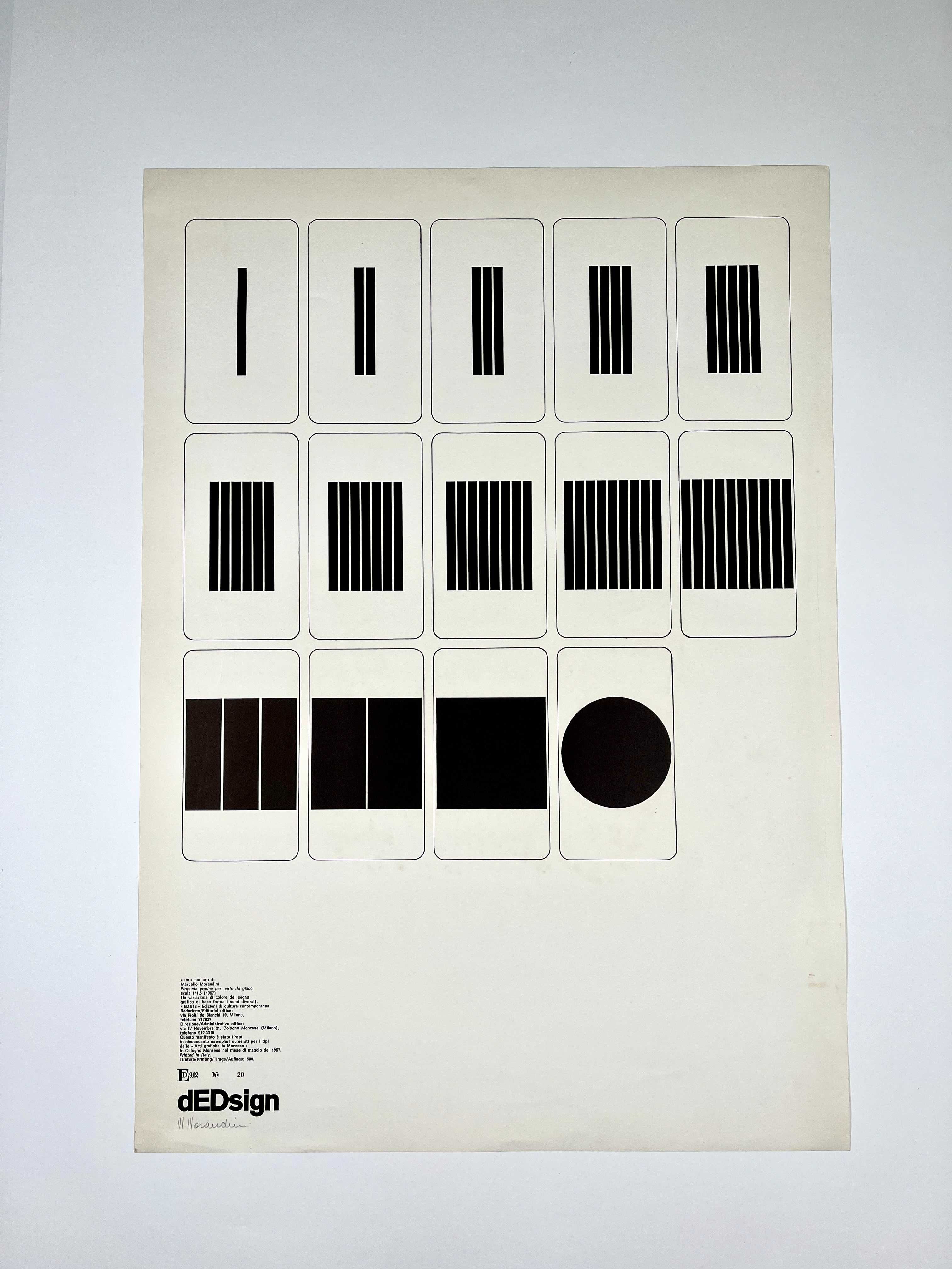 Serigrafia Marcello Morandini Proposta grafica per carte da gioco 1967
