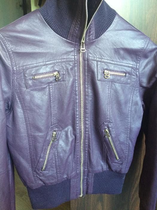 Kurtka damska pilotka S XS fioletowa ramoneska H&M