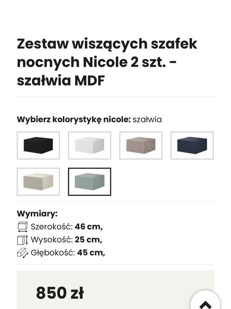 Zestaw wiszących szafek nocnych Nicole - meble Bogart