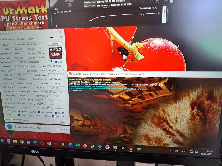 Видеокарта б\у XFX RED DEVIL RX480 8GB холодные отличное состояние