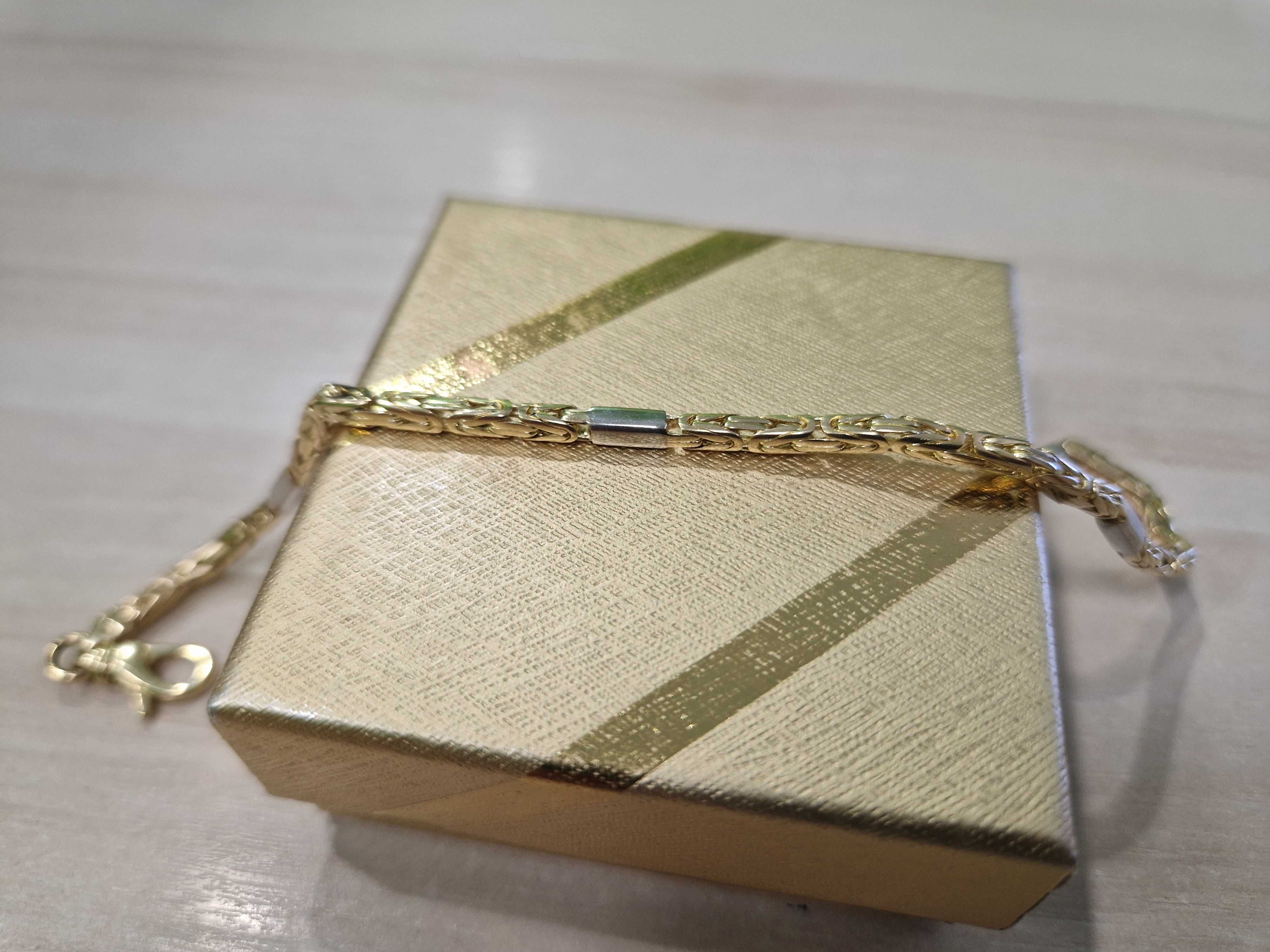 Nowa złota bransoletka splot królewski pełne ogniwa PR 585 20 cm