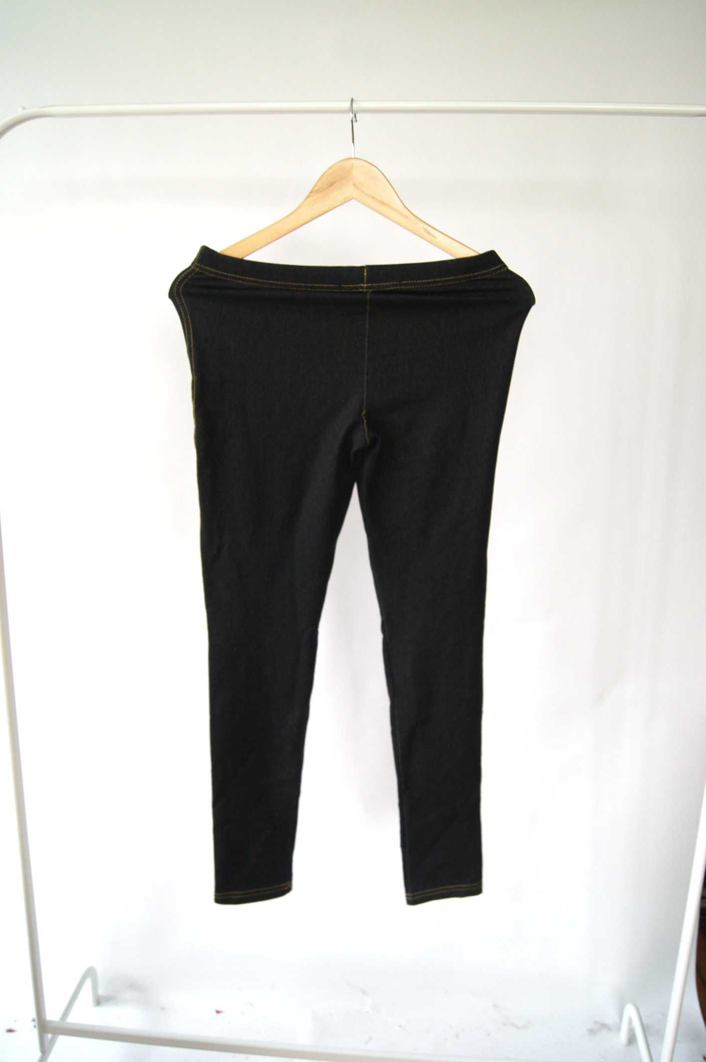 czarne damskie tregginsy leginsy spodnie rurki dopasowane jeansowe 38m