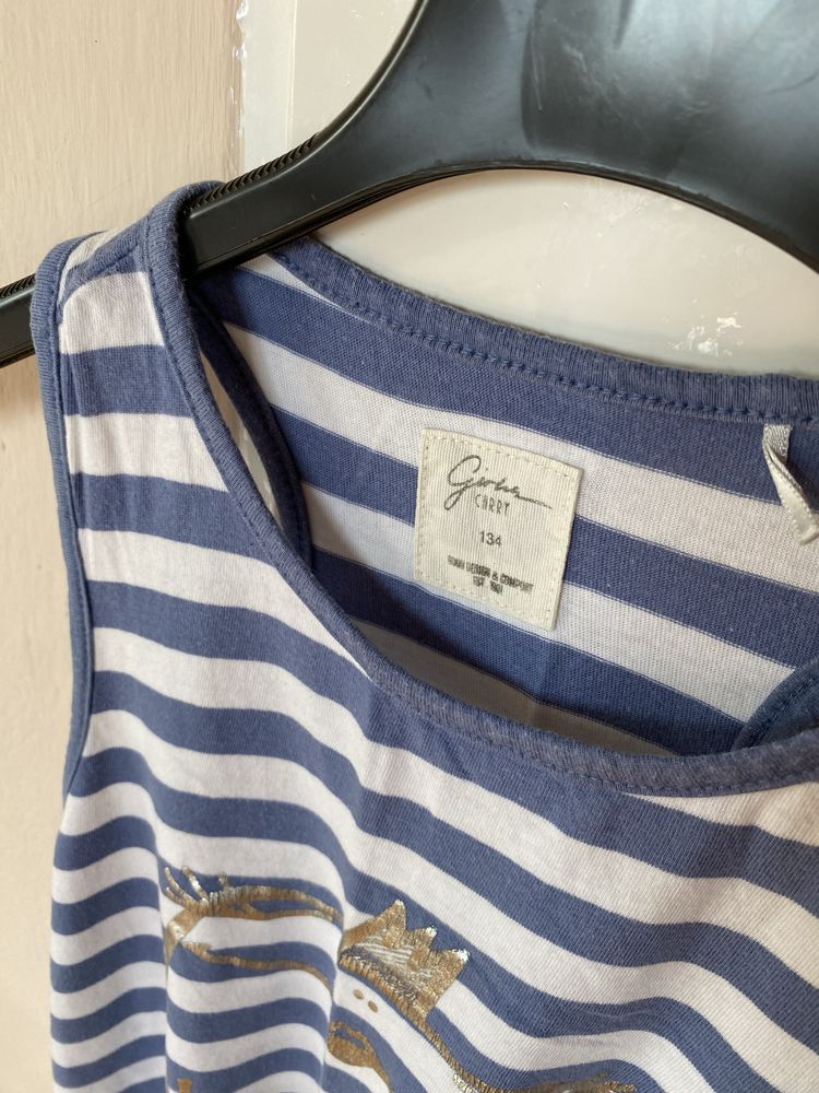 100% bawełna koszula sukienka w paski niebieska carry 134 na lato plaż