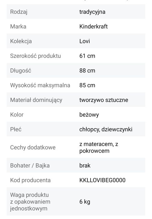 Bujaczek Kinderkraft Lovi 3w1 Leżaczek Kołyska