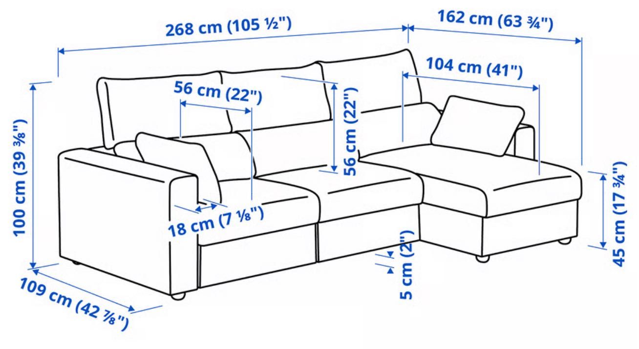 Sofá 3 lugares c/chaise longue