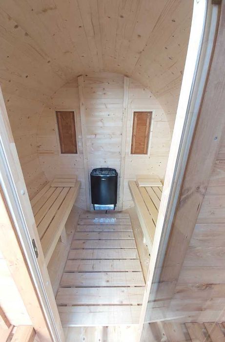 Sauna Ogrodowa beczka 250cm, Piec elektryczny 9kW, Transport + Gratisy