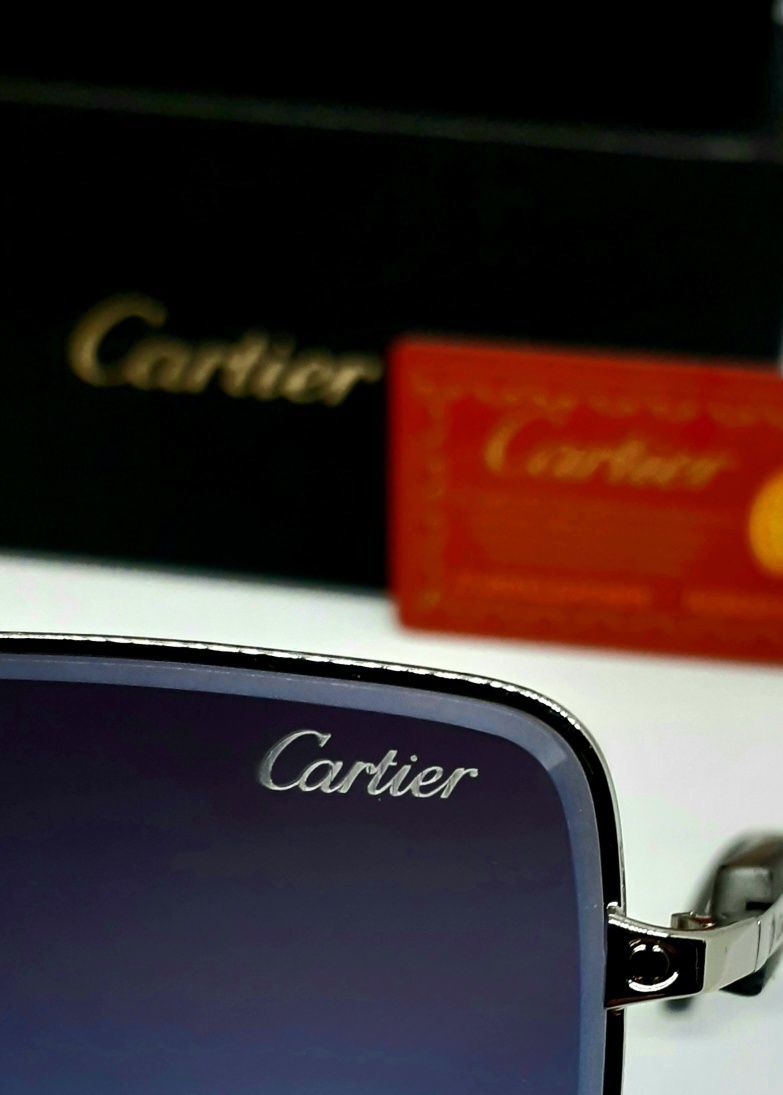 Cartier очки мужские серо синий градиент в серебр металле в упаковке