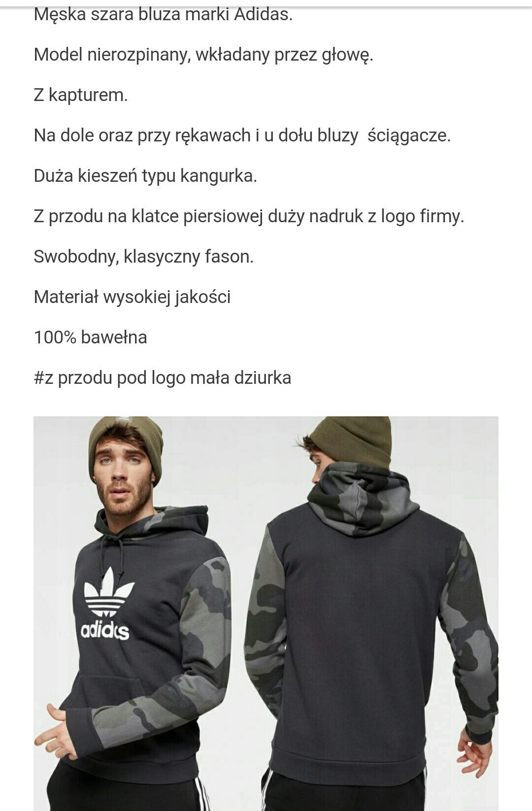 Bluza męska sportowa z kapturem adidas nowa oryginalna M L