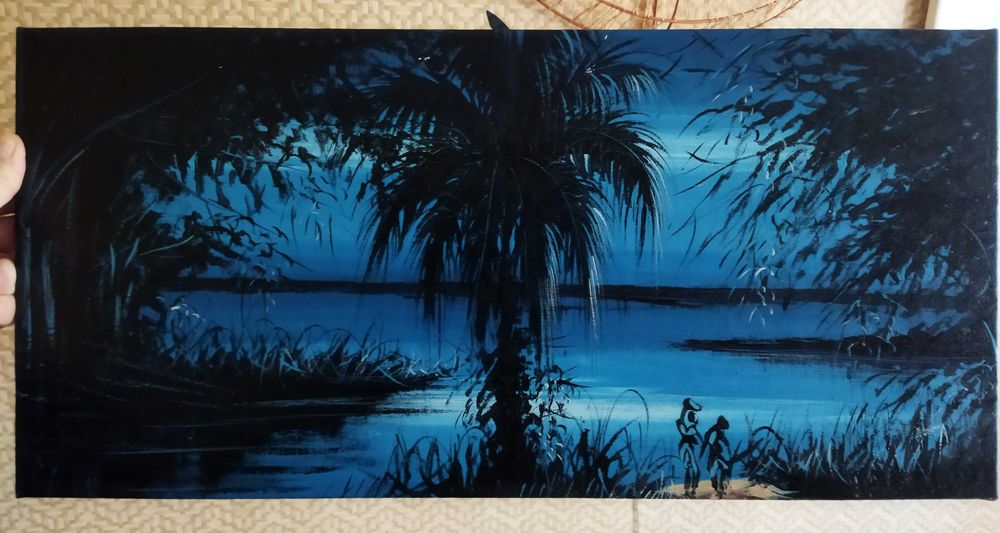 Картина, холст, масло, Африка, подпись.