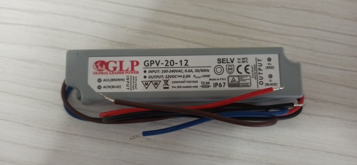 GLP LED Zasilacz 24W 12V 2A + 5,6 m led
GLP LED Zasilac