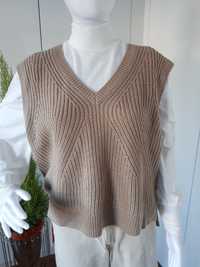 Kamizelka damska dzianinowa pulower beżowy M/L