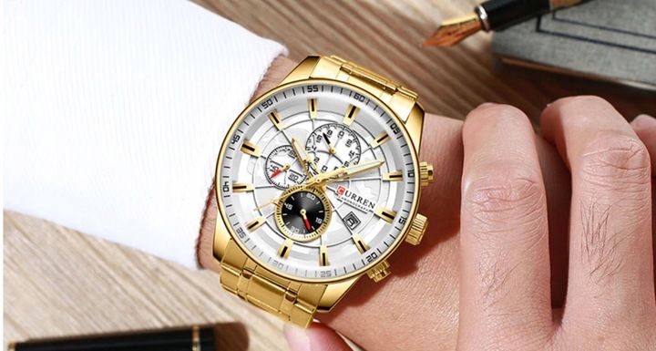 Curren Elegancki Zegarek Męski Datownik Chonograf