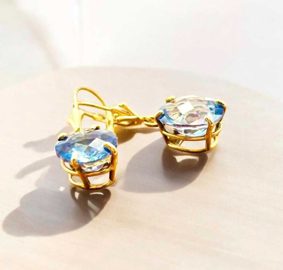 Złote kolczyki z olśniewającym kamieniem - mystic TOPAZ!