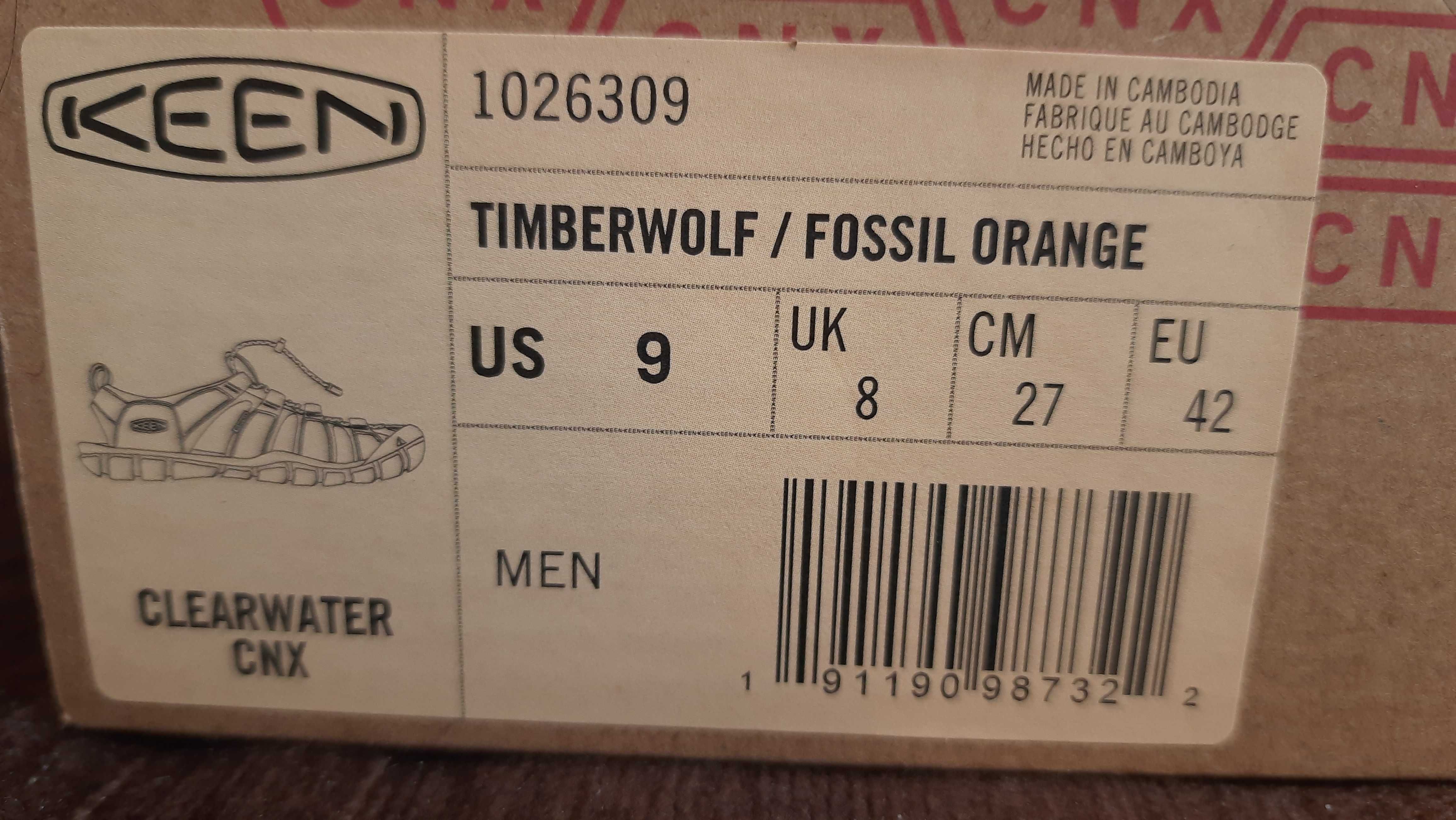 Sandały męskie Keen Clearwater CNX Timberwolf/Fossil Orange 42 nowe