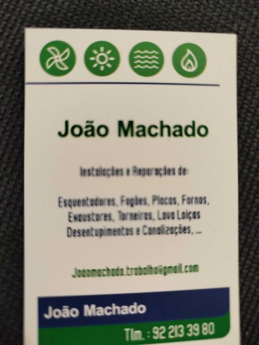 venda e reparações de esquentadores, fogões, placas, fornos.