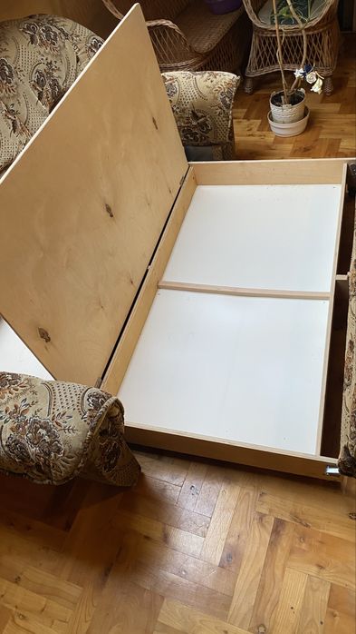 Kanapa, sofa rozkładana z funkcją spania, retro, gobelina