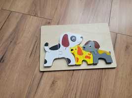 Drewniana układanka puzzle Pieski Montessori