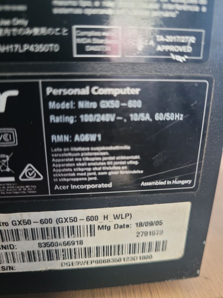 Sprzedam lub zamienie Komputer acer nitro GX50-600