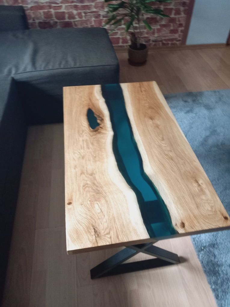Stolik kawowy stół z litego drewna dębu żywica