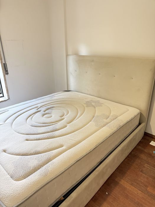 Cama de casal completa 200x160 VELUDO (cama, estrado, colchão)