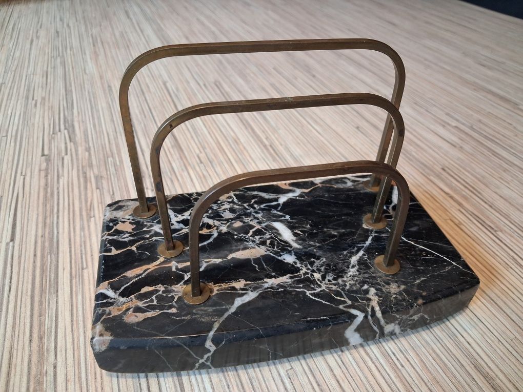 Francja ART DECO piękny marmurowy przybornik gabinetowy kałamarz antyk