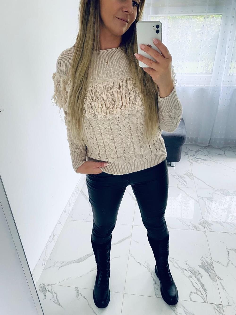 Sweter z Frędzlami Boho Vaiana Jasny Beż Uniwersalny