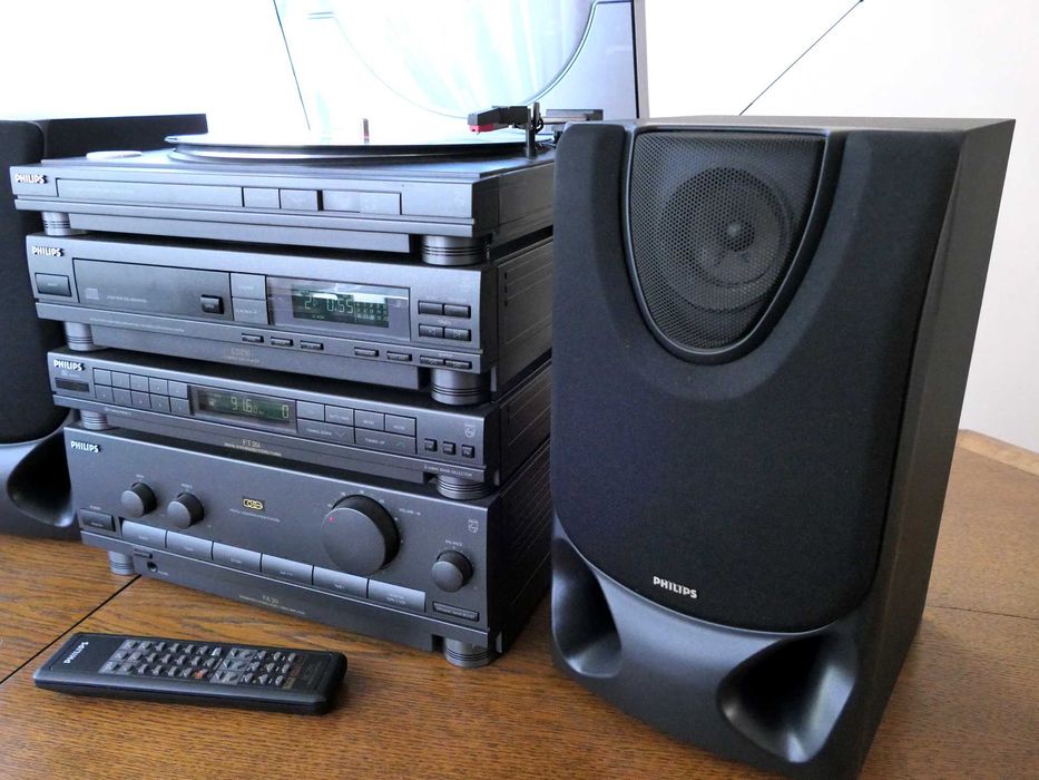 wieża Philips z gramofonem, głośnikami, solidna ciężka i SPRAWNA, film