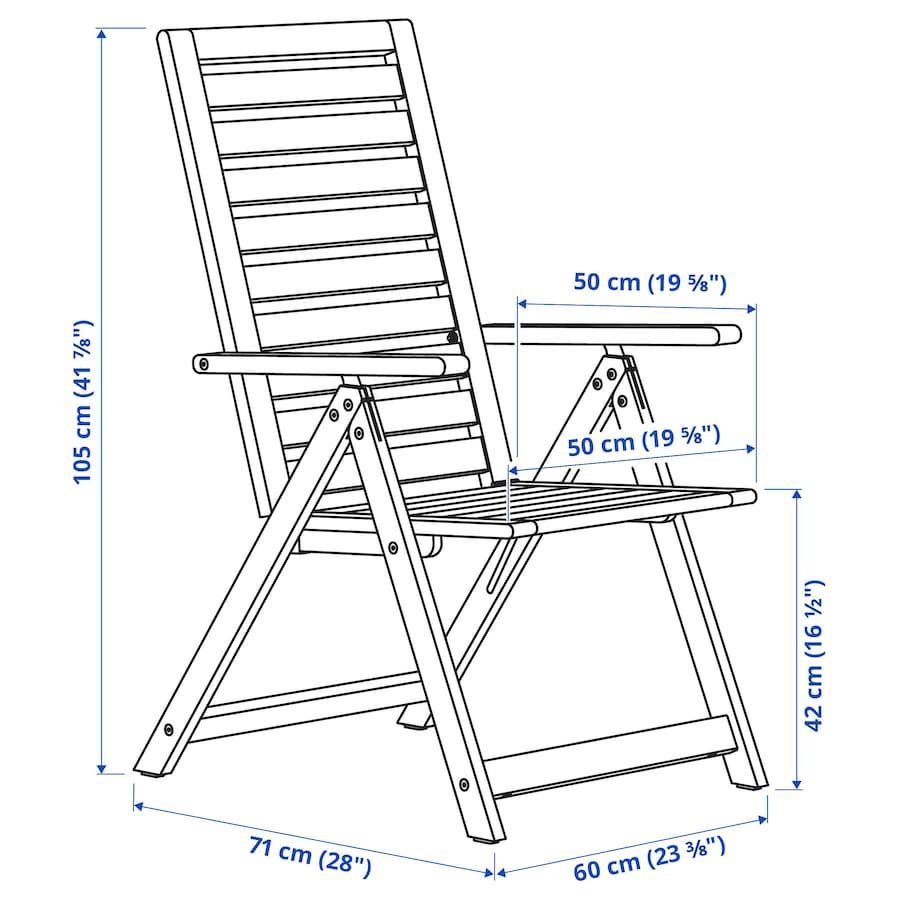 Ikea Nammaro Krzesło z reg. oparciem, ogr, składany bejca jasnobrązowa