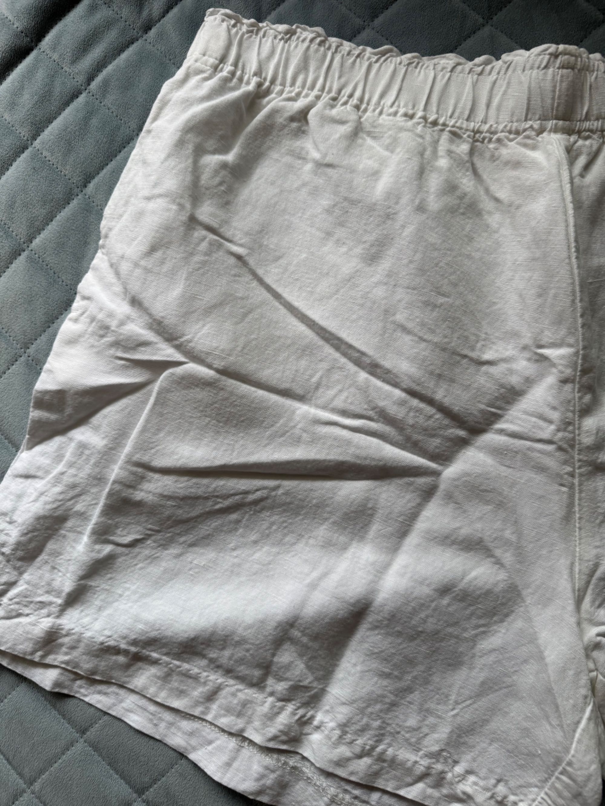 Białe lniane szorty spodnie spodenki len H&M 40 42 L XL