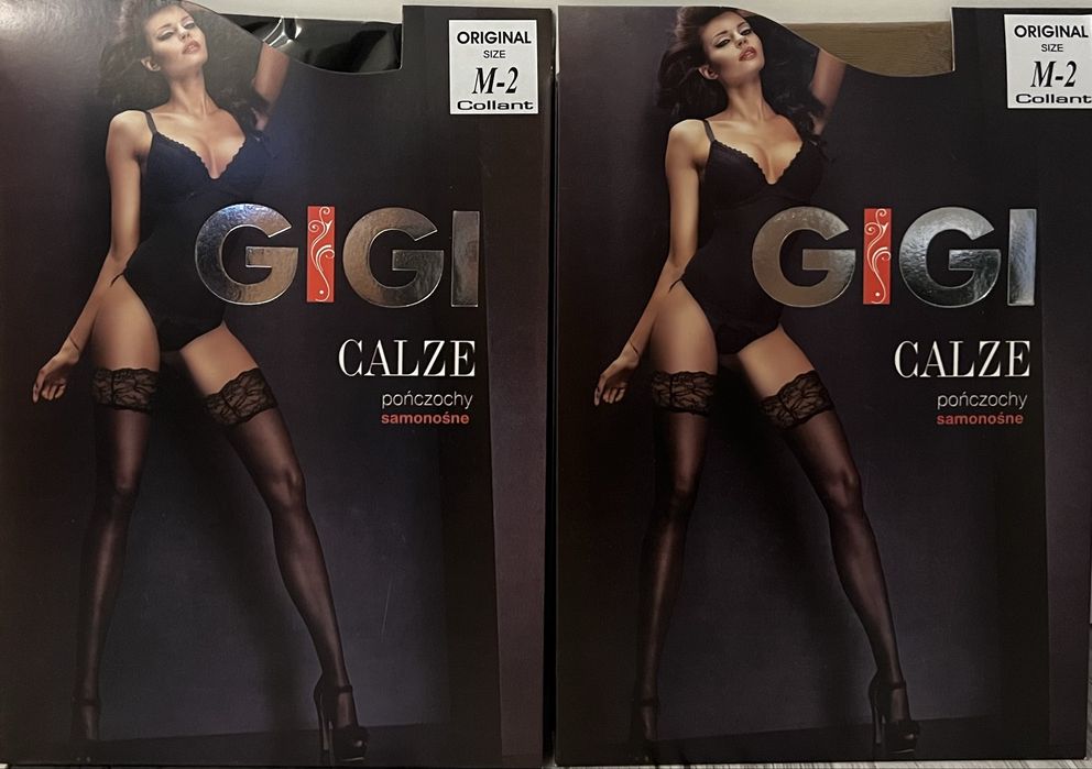 Zestaw pończoch samonośnych– Rozmiar M-2 – Czarna i Beżowa Sztuka