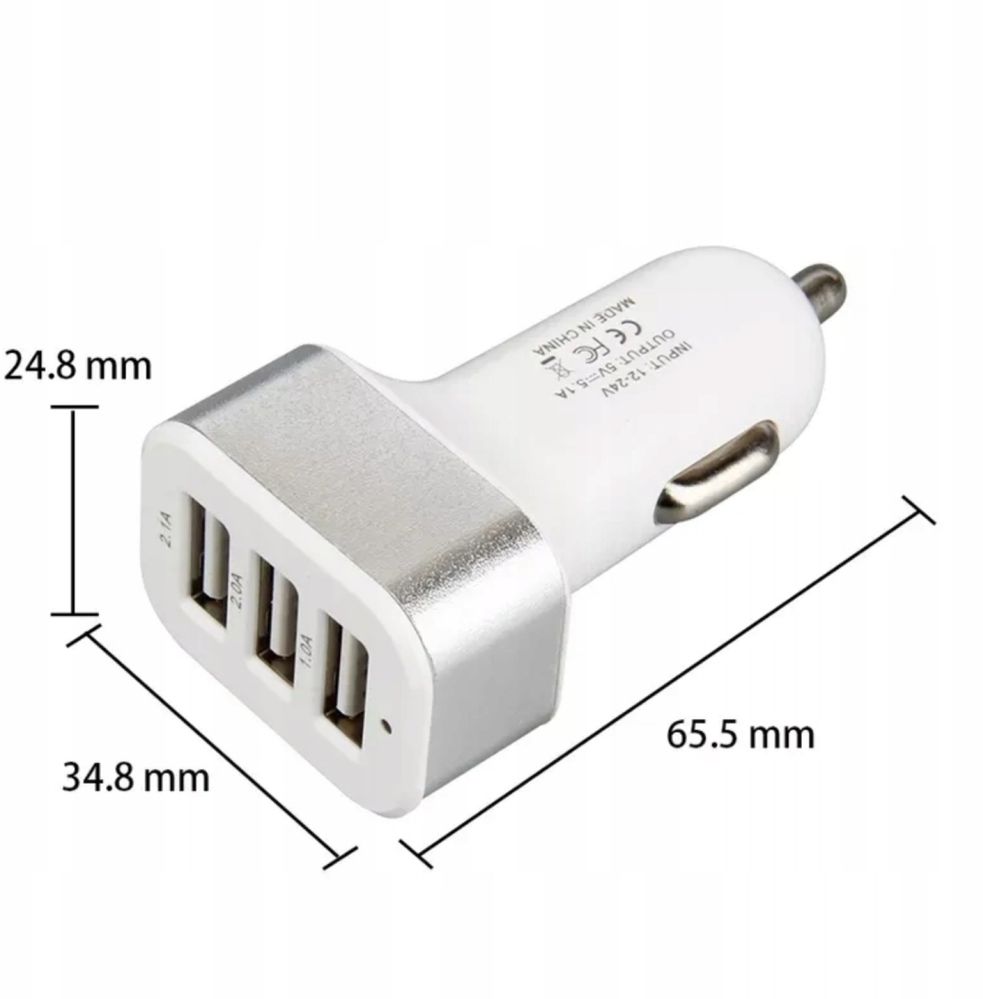 Nowa szybka ładowarka samochodowa 3 x USB 3.1A do auta