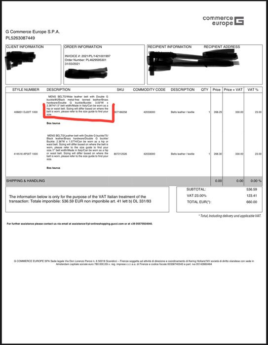 Pasek skórzany Gucci GG 85 cm, jak nowy!