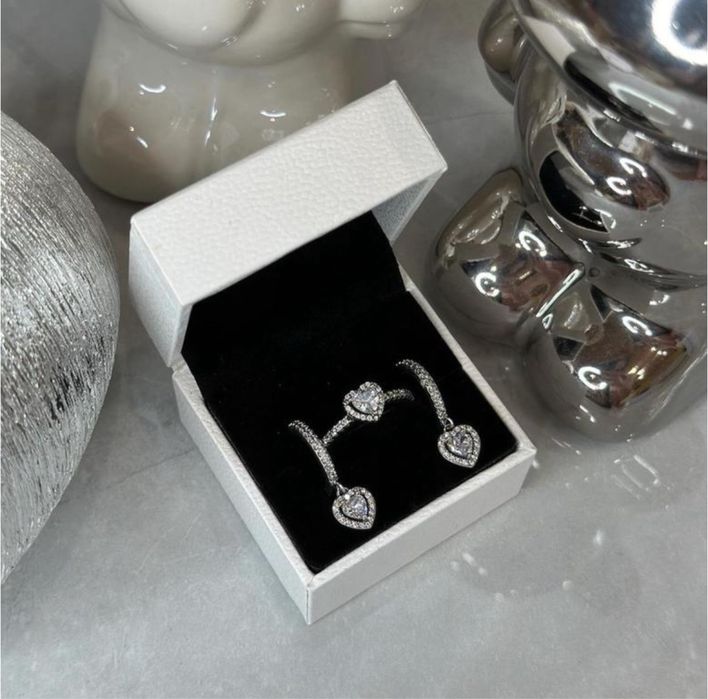 Pandora набір комплект сережки кульчики каблучка перстень підвіска