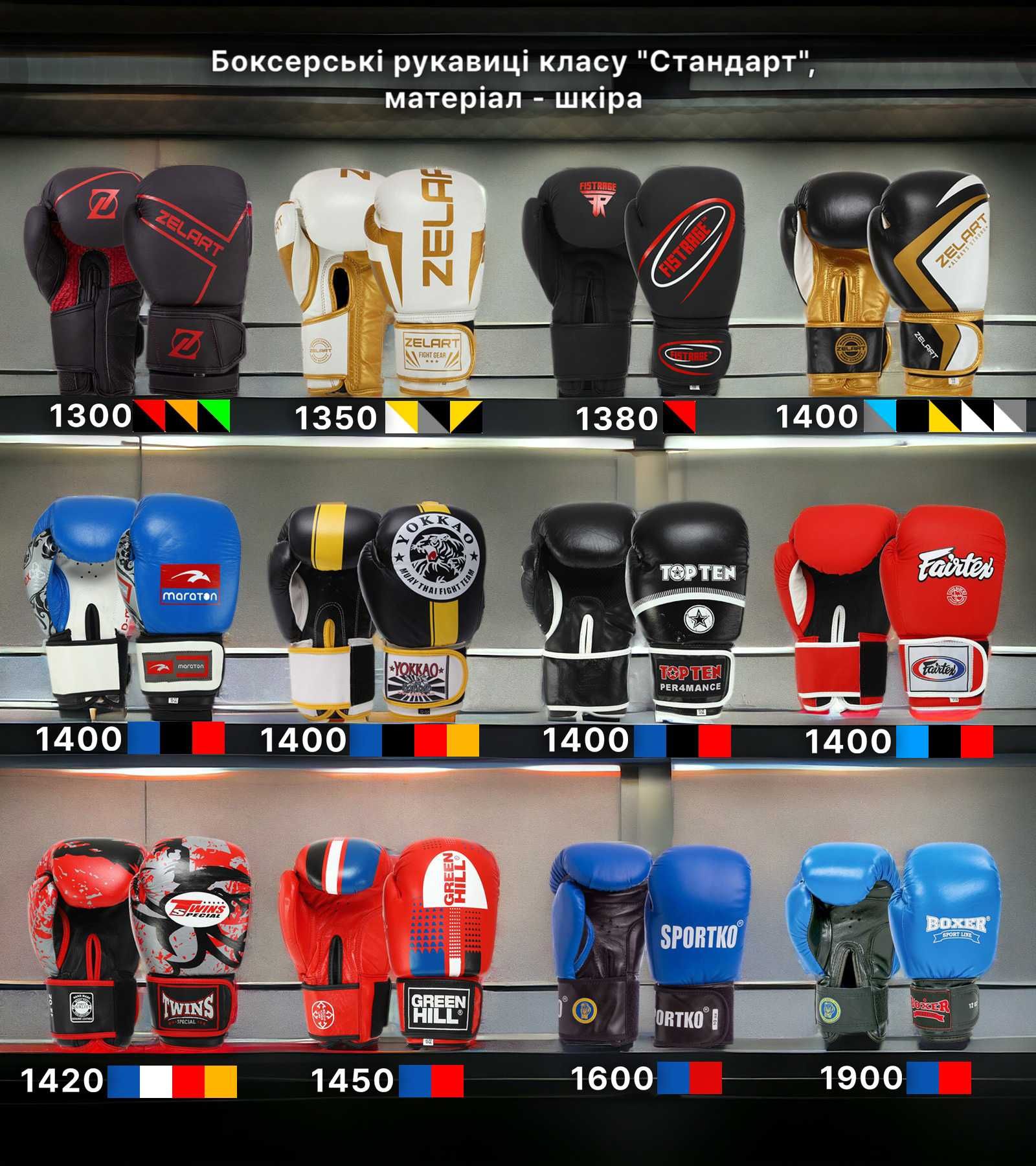 Боксерские перчатки (Рукавиці для боксу, Кібоксинг, Тай бокс) Y4