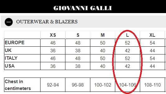 Blazer Giovanni Galli L (52) 100% Lã