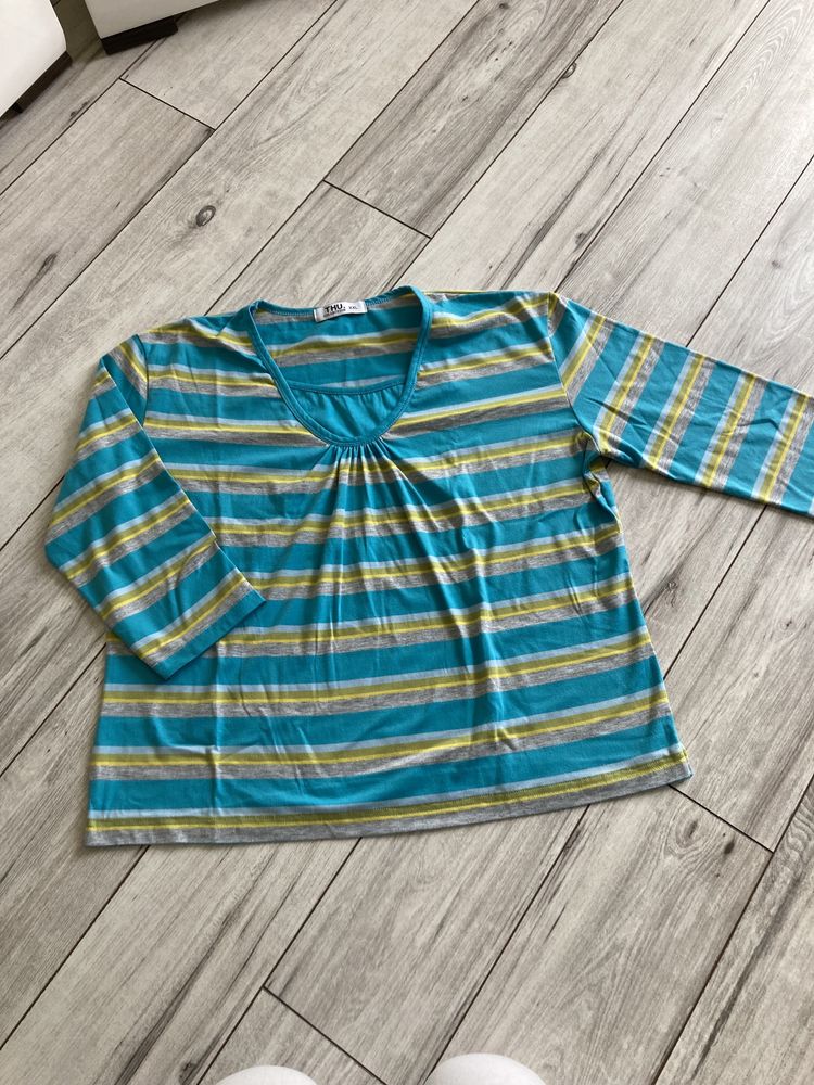 Bluzka w paski rękaw 3/4 rozmiar XXL, bawełna, lycra