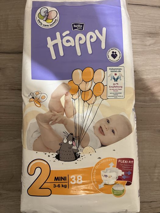 подгузники Bella Baby Happy, размер 2 Mini (3–6 кг).