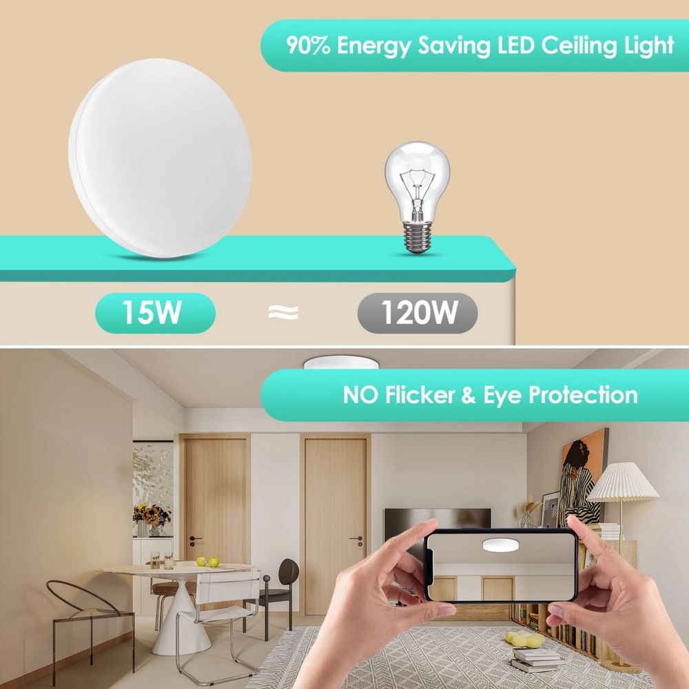 Greenclick 15W lampa sufitowa płaska okrągła