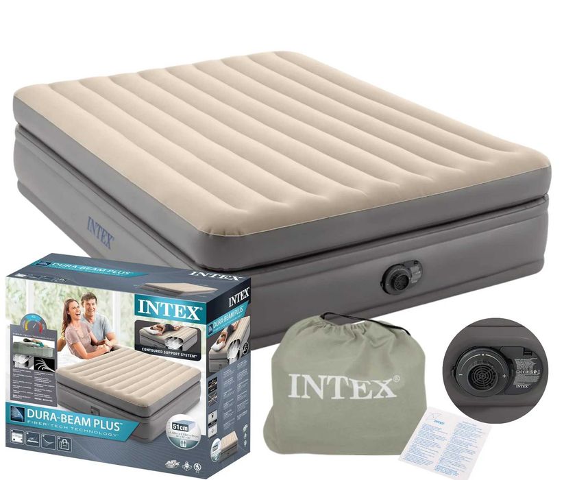 Materac dmuchany dwuosobowy Welurowy INTEX 64164 z Pompką Elektryczną