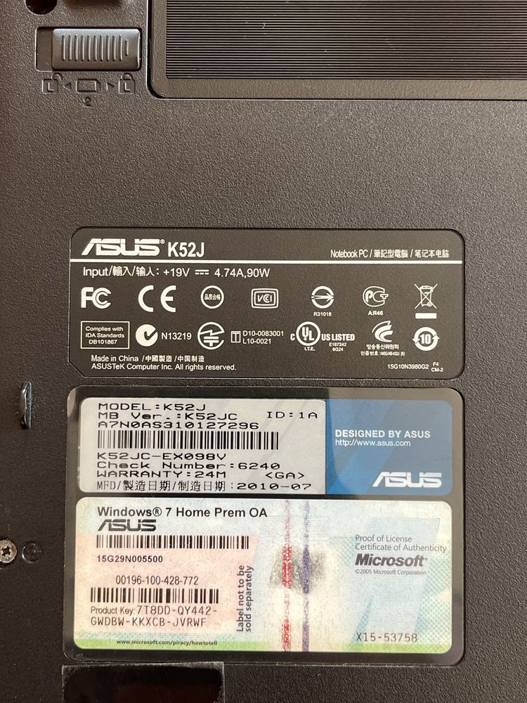 Restos computador asus - estado desconhecido