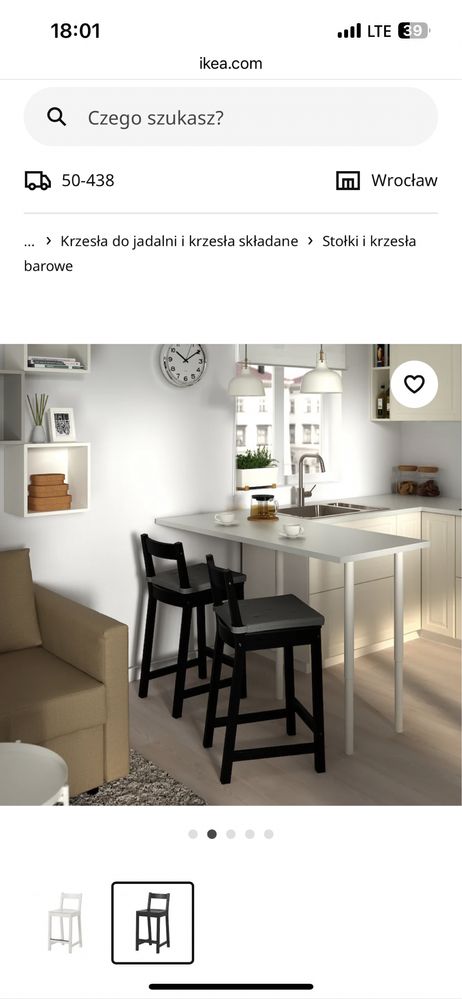 Krzesło Ikea Nordviken czarne + poduszka