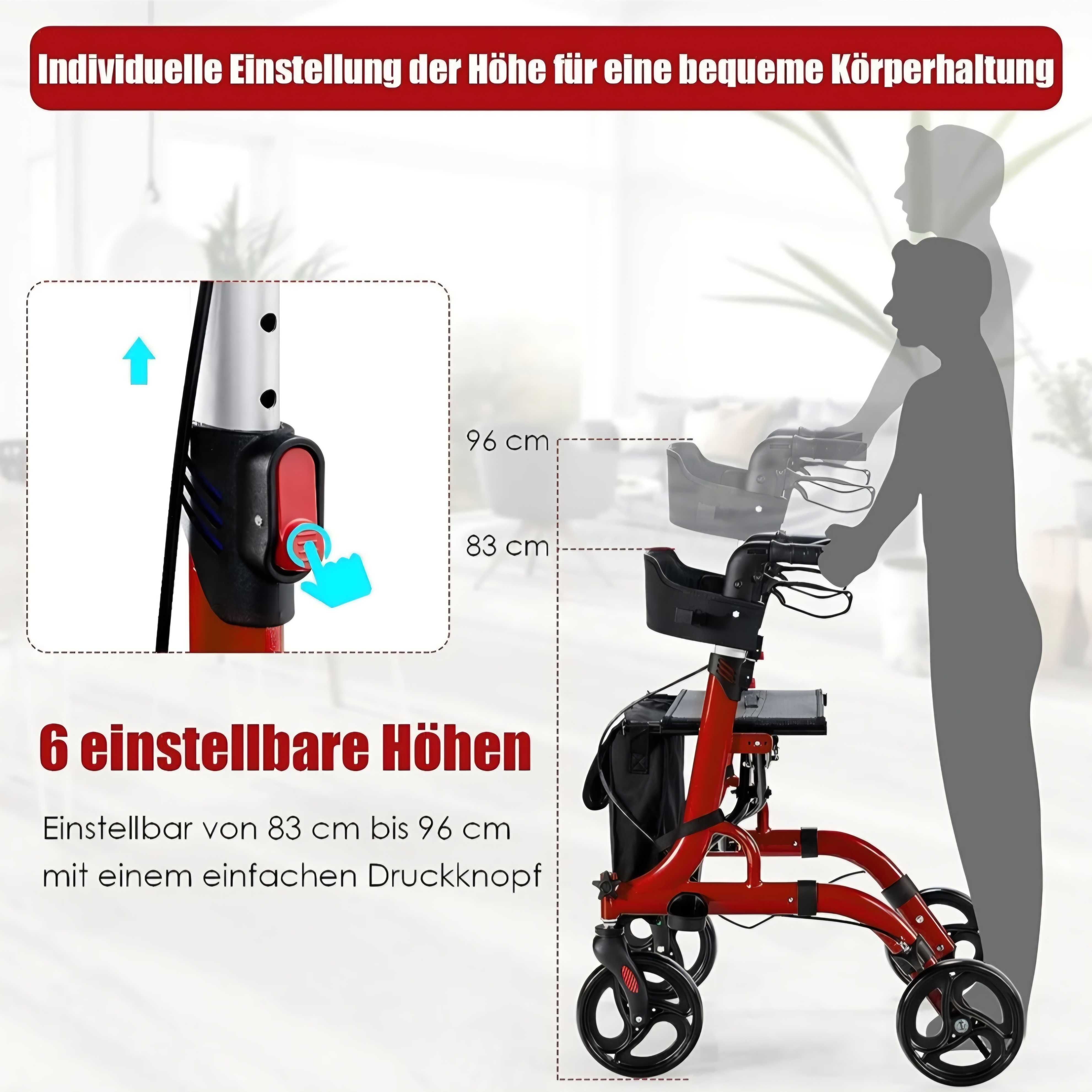 Chodzik balkonik rollator składany z siedziskiem 2w1 lekki aluminium