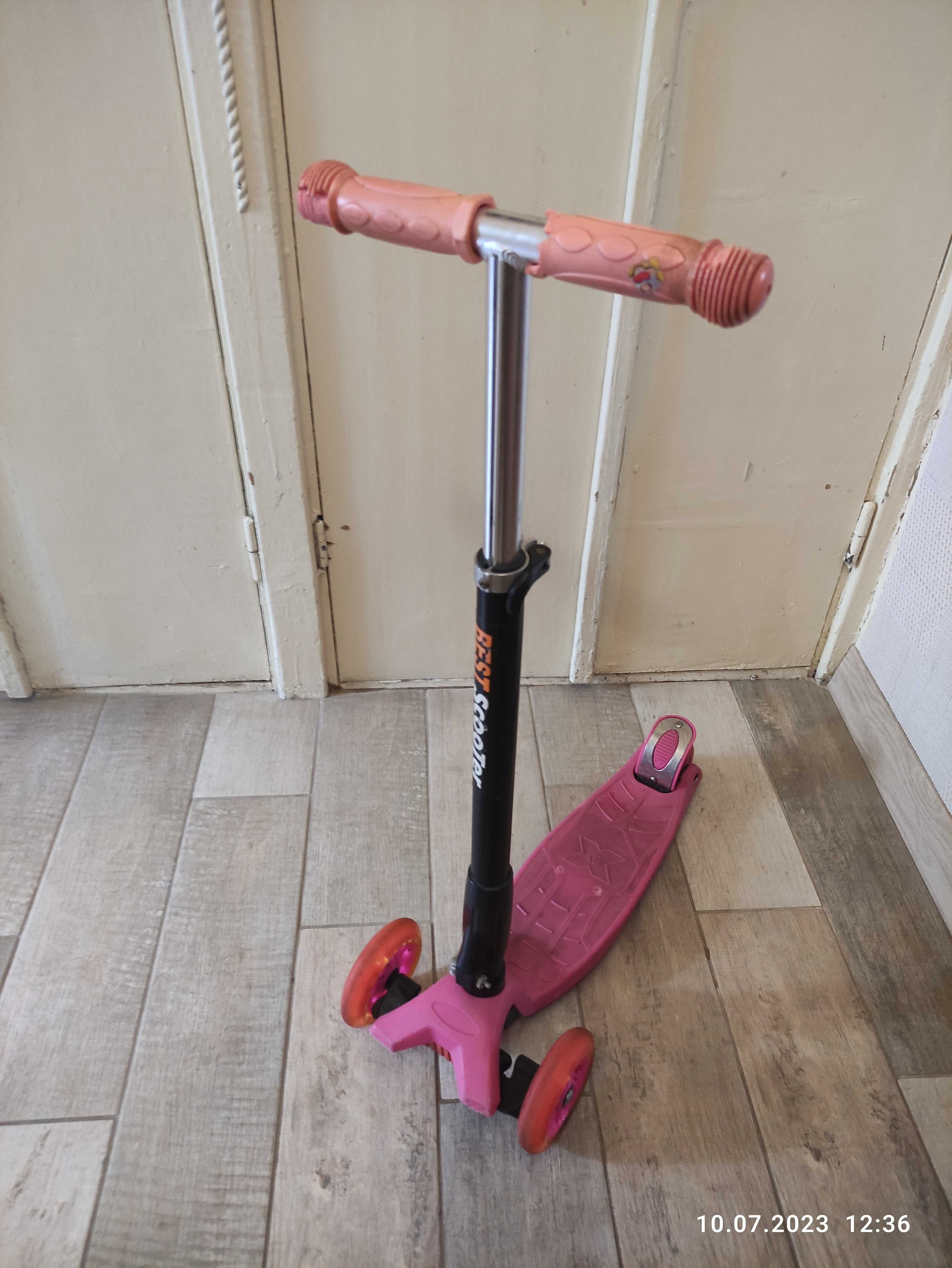 Самокат детский трехколесный Best Scooter, розовый, б/у