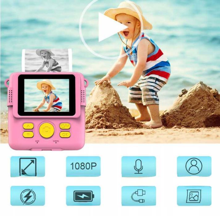 Aparat Fotograficzny Dla Dzieci Cyfrowy Z Drukarką + Wkłady WYPRZEDAŻ