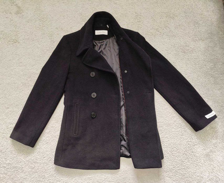Оригінальне чорне двобортне пальто Calvin Klein з бірками