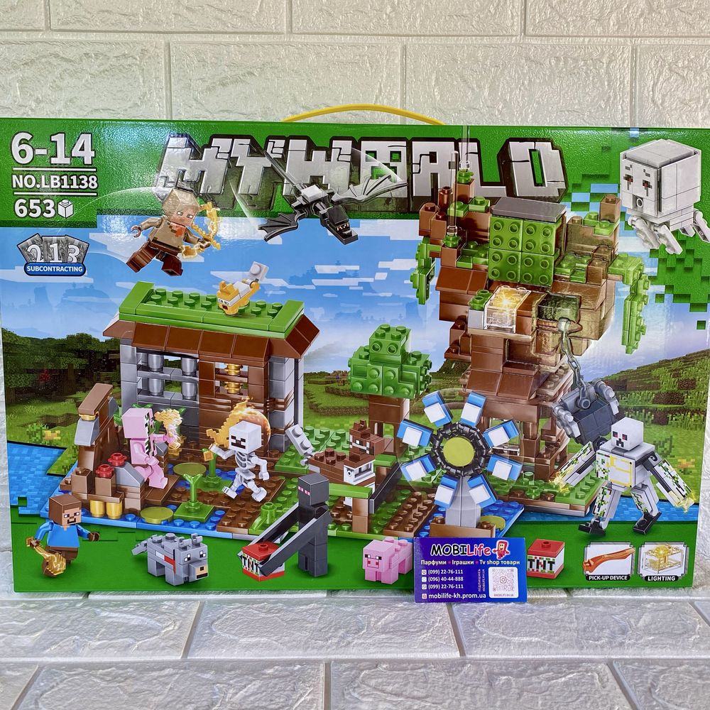 Конструктор Minecraft Майнкрафт 653 деталей 12 фигурок Дом с Мельнецей