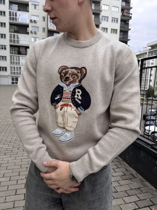 Свитер светр polo bear bu ralph lauren джемпар унісекс бежевий мишка
