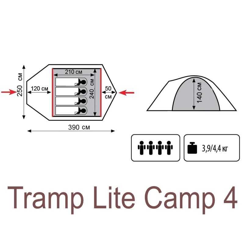 Палатка Tramp Lite Camp 2/3/4-х місні олива/пісок