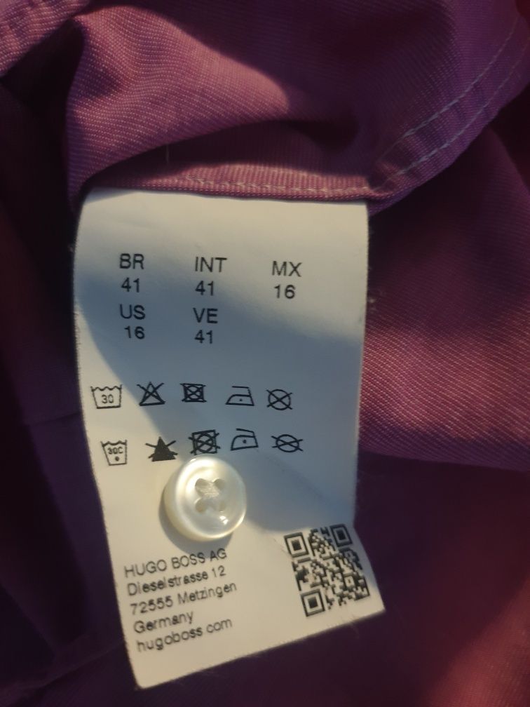 Koszula męska rozm. L różowa Hugo Boss krótki rękaw