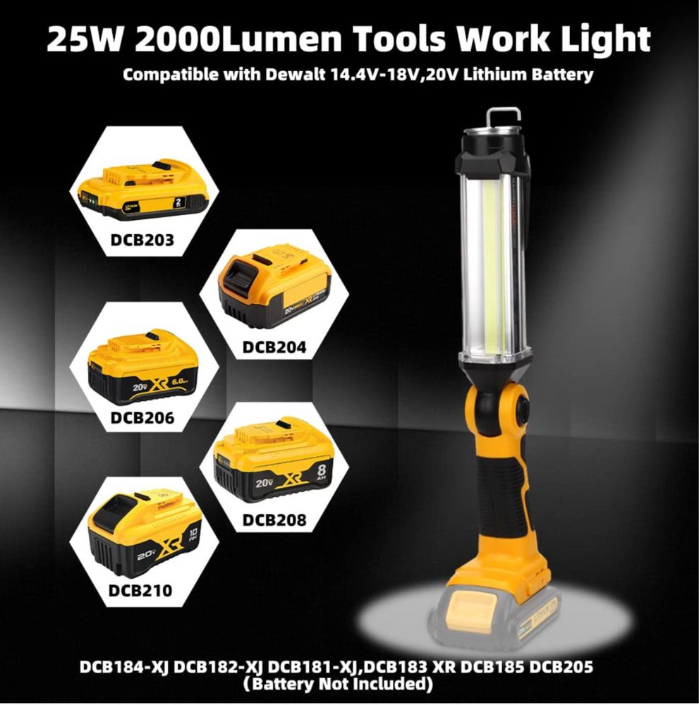 Hipoke Bezprzewodowe oświetlenie robocze LED pod akumulator Dewalt 18V